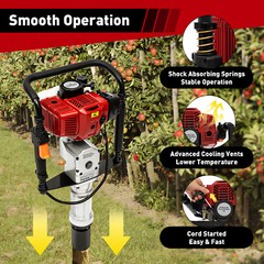 52CC 2.3HP Gas Powered T Post Driver Pile Push Fence Farm 2-Stroke + 2 Post Head