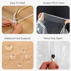 Clear Garment Rack Cover with Zipper Clothes Hanging Rack Cover Dustproof Wat…