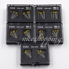 10 Pcs 1 Pack Dental Resin Screw Thread Quartz Fiber Post & 1 Drill Yellow 1.4
