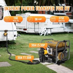 RV Power Adapter NEMA L5-30P to TT-30R Twist Lock Generator Plug Male to Female