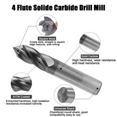 2PCS 1/2″ 4 FLUTE 90 DEGREE CARBIDE DRILL MILL – AlTiN COATED