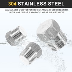 5pcs 304 Stainless Steel Pipe Plug Fitting 3/8″ NPT Male Thread Outer Hex Head