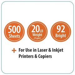 Pen + Gear Copy Paper, 8.5″ x 11″, 92 Bright, White, 20 lb, 1 Ream ,500 Sheets.