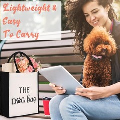 SilTriangle Dog Tote Bag for Women, Printed Design Canvas Large, White, Black