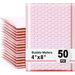 LINGLONG Pink Bubble Mailers 4×8″ Inches 50 Pack, Usable Size 4X7″ Bubble Env…