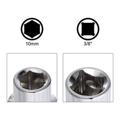 10pcs 6-Point Shallow Socket 10mm 3/8 1/4″ Drive Cr-V Deep Shallow Socket