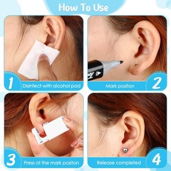 Honoson 6 Pieces Disposable Ear Gun Piercing Kit with As picture shown, White