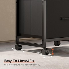 3 Drawer Mobile File Cabinet W/ Wheels Fabric Vertical Filing Cabinet