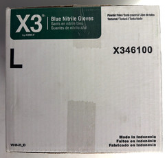 [NEW] (X346100) AMMEX X3 Blue Nitrile Disposable Gloves, Powder-Free, Large (L)