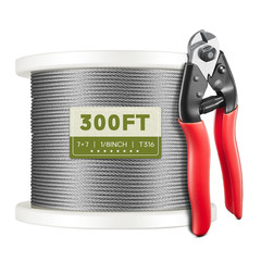500FT 1/8″ T316 Stainless Steel Cable, Wire Rope Aircraft Cable for Deck Cable R