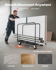 Reinforced Steel Drywall Dolly 1800lb Load 5in Wheels for Construction Sites
