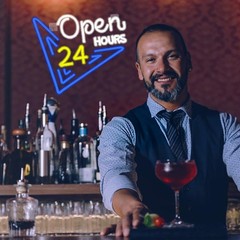 Open 24 Hours Neon Sign, Led Sign, Bar Neon Light Sign, Open 24 Hours Sign Pu…