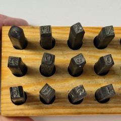 Young Brothers Gruv Grip Reversed 1/8” Steel Stamp Letters Complete Set