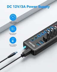 Powered USB 3.0 Hub, Wenter 11-Port Hub Splitter (7 Faster Data Transfer Ports+