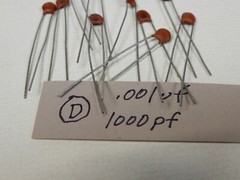 Cornell Dubilier Circle D Ceramic Disc Capacitors (10) .001uf 1000pf Unknown Vol