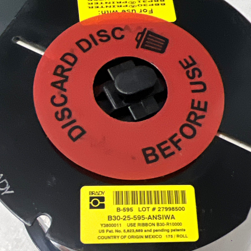 Brady B30 B-595 Thermal Label Tape Cartridge B30-25-595-ANSIWA Red/Black 0.25 in