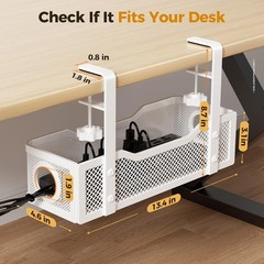 Under Desk Cable Management Tray White, Cinati Wire Organizers No Drill, Cable T