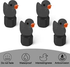 Glow in The Dark Cute Duck Tire Valve Caps, 4 Pack for Cars Motor Color: black