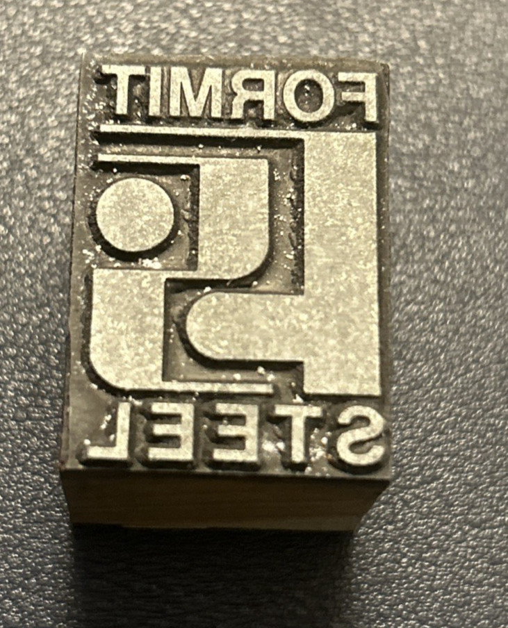 Formit Steel Co, Metal fabricator York PA | Vintage letterpress printing block