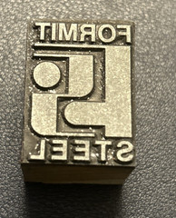 Formit Steel Co, Metal fabricator York PA | Vintage letterpress printing block