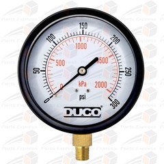 4.0″ STEAM PRESSURE GAUGE (0-300 psi), STEEL CASE, GLASS WINDOW, 1/4″ NPT
