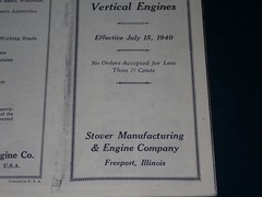 Stover MV2 MV5 MV6 MV7 Vertical Engines Repair Price List & Instructions 1940