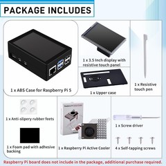 Enhanced Raspberry Pi 5 Experience with 3.5-Inch Touch Screen & Active Cooler