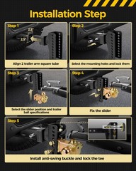 Adjustable Trailer Hitch,2″ Receiver,6″ Drop/Rise,Balls 20000 lbs