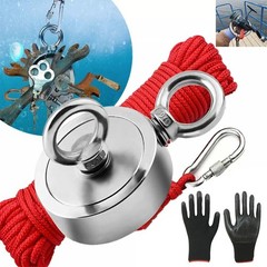 2000 Lbs Fishing Magnet Kit Pull Force Strong Neodymium Manget / Carabiner Rope