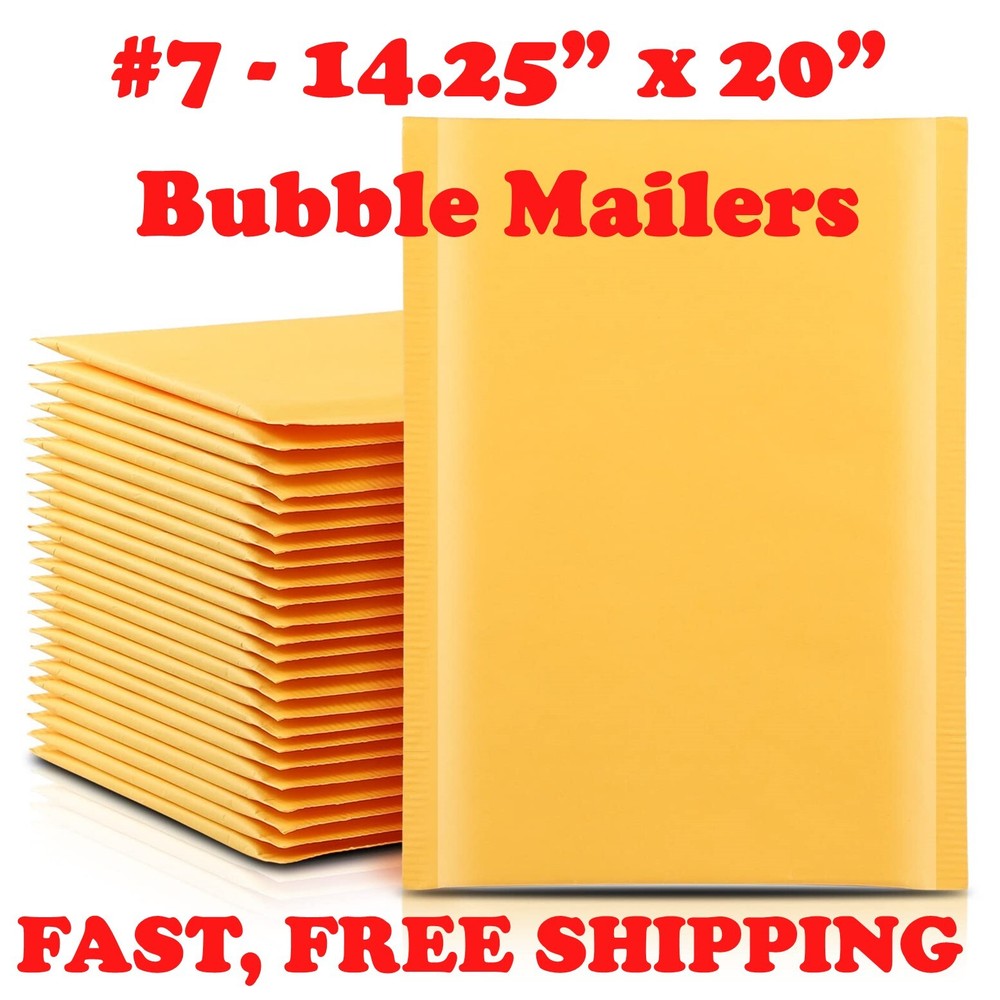 #7 14.25×20 KRAFT BUBBLE MAILERS SEAL SHIPPING BAGS ENVELOPES PADDED (14.25×19)