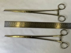 Pair of Millennium Surgical Kocher Clamps Straight 12″ 1×2 Teeth General Surgery