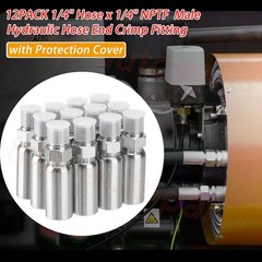 12pcs 1/4″ NPTF Hydraulic Hose End Fittings： 1/4″ I.D. Hose x 1/4″ NPTF Male