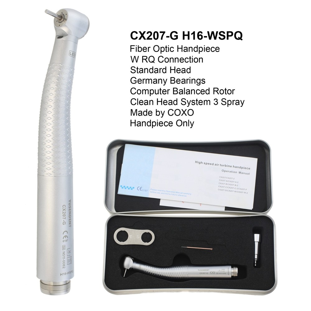 COXO Dental Fiber Optic Handpiece LED High Speed Turbine CX207-GW W&H RQ Coupler