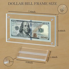 LONCHDAN 2Pcs Dollar Bill Frame Display Acrylic Transparent-2