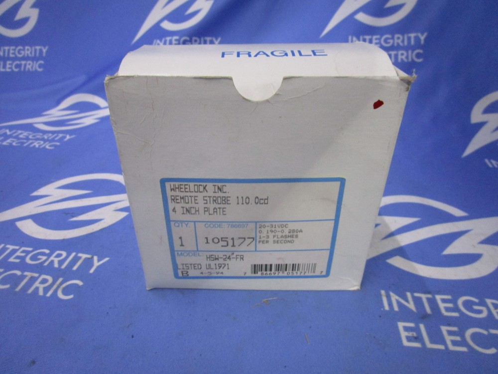 NIB WHEELOCK/EATON REMOTE FIRE ALARM HSW-24-FR 0.190-0.280A 20-31VDC W/STROBE 1