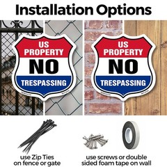 No Trespassing Shield Sign U.S. Property No Trespassing Shield Shaped Sign