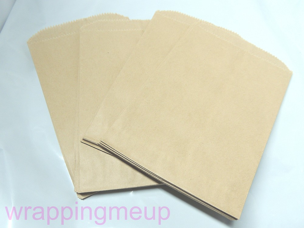100 5×7 Cute Natural Kraft Paper Bags, Craft Bags, Wedding Party Bags, Gift Bags