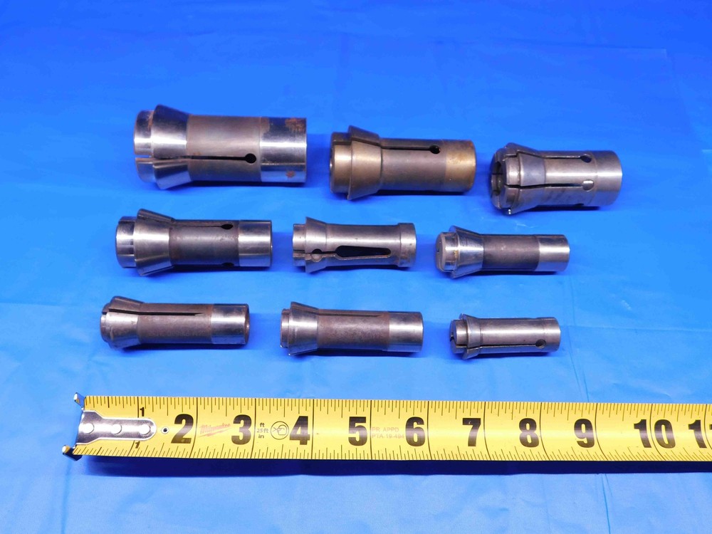 9 PCS LOT OF SOUTHWICK & MEISTER TF SERIES COLLETS SIZES RANGE FROM .106 TO 1.26
