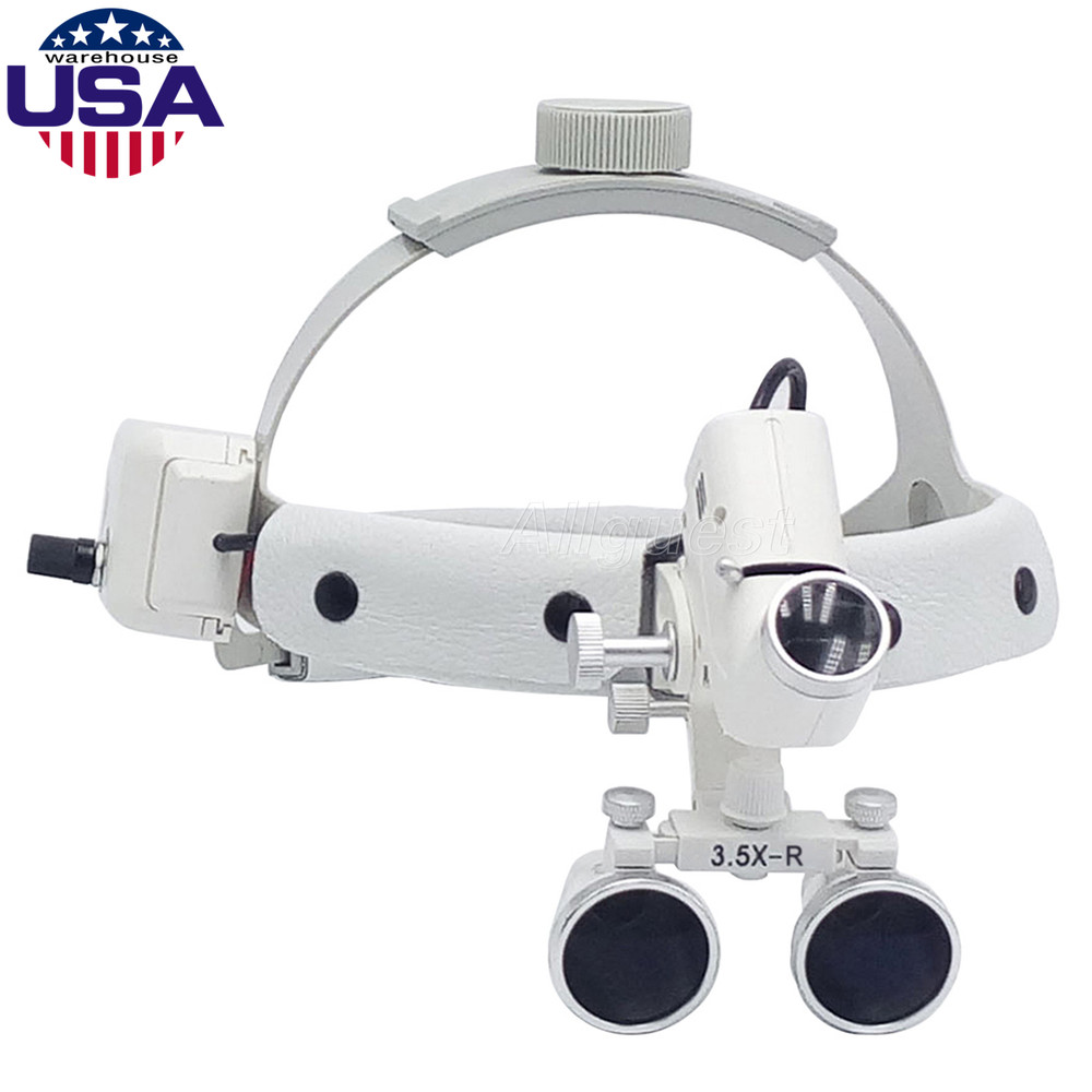 3.5X Dental Medical Surgical Headband Binocular Loupes with LED Headlight USA