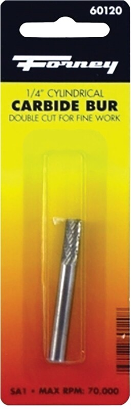 Forney 60120 Tungsten Carbide Burr with 1/4-Inch Shank, Cylindrical, 1/4-Inch