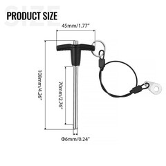 2 Pack T Handle Quick Release Pin 0.24 Inch 6mm x 70mm Stainless Steel