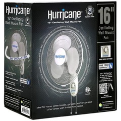 Hurricane 16″ 90 Degree Oscillating 3 Speed Wall Mounted Fan, White (Open Box)