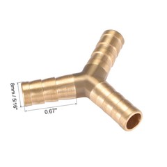 8mm or 5/16″ OD Brass Barb Splicer Fitting,Y-Shaped 3Way,Barb Hose Fitting,5pcs