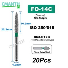 20Pcs US Dental Diamond Burs High Speed Burs Dental Lab Polishing Drills 1.6mm