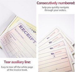XKDOUS 2 Pack Money and Rent Receipt Book, 2-Part Carbonless, 2-3/4 x 6-1/2
