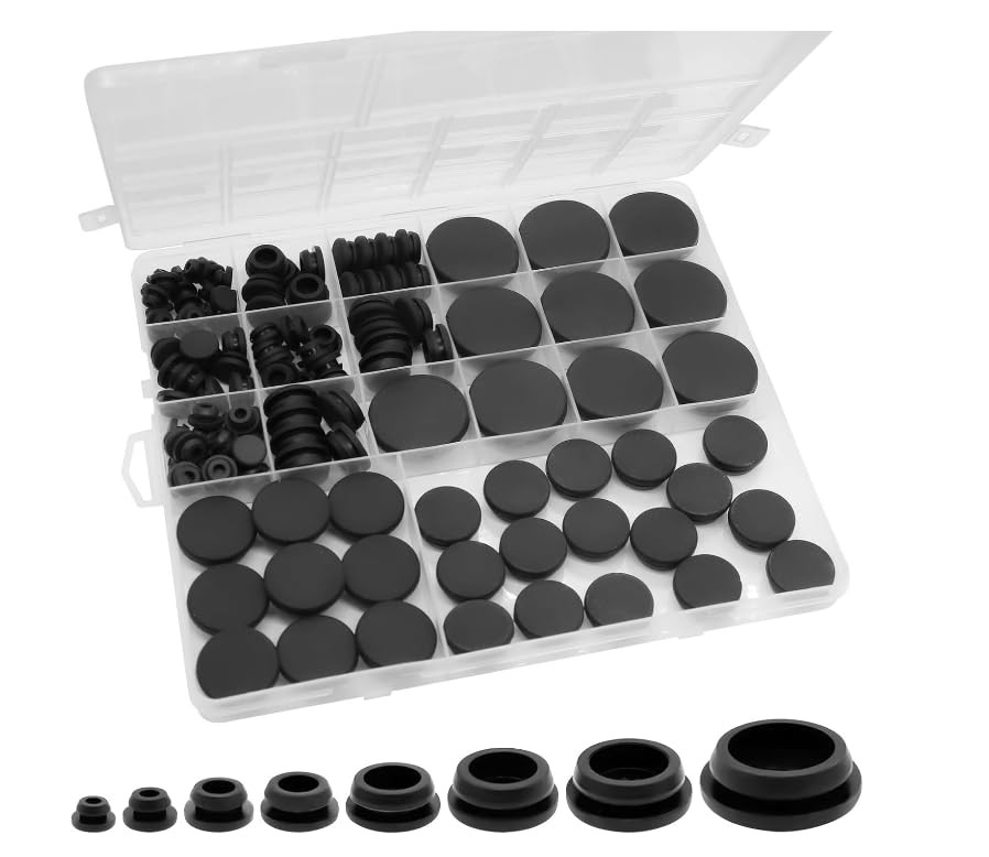 125Pcs Rubber Plugs for Round Holes, Durable and Long Service Life, 8 Sizes Hole