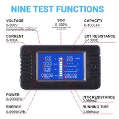 DC Battery Monitor Meter 100A/200A/300A 0-200V LCD Display Amp for Car RV Solar