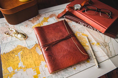 Leather Scroll Journal 100 Pages Vintage Style Unlined Deckle Edge Rustic Paper