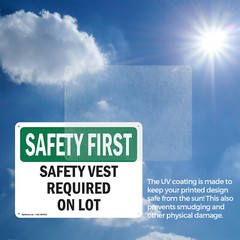 (2 Pack) Safety Vest Required On Lot OSHA Safety First Sign Decal Metal Plastic