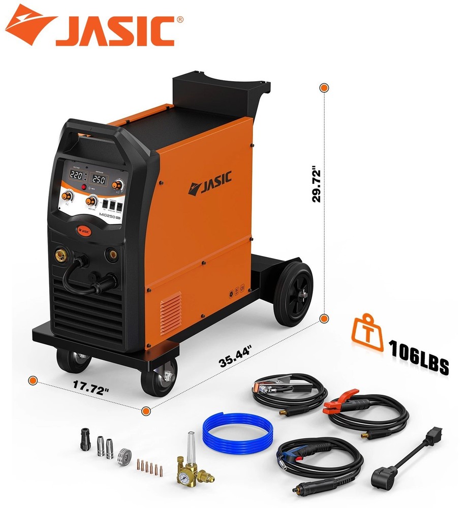 JASIC Welder MIG250 Heavy Duty MIG Welding Machine On Cart 115/230V Dual Voltage